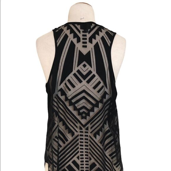 Tribal print sheer tank top, black.             ⭐️⭐️⭐️Host pick⭐️⭐️⭐️ - Picture 2 of 4